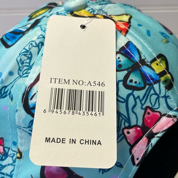 Butterfly 🦋 Turquoise with Multicolored Butterflies Baseball Cap - Picture 5 of 12